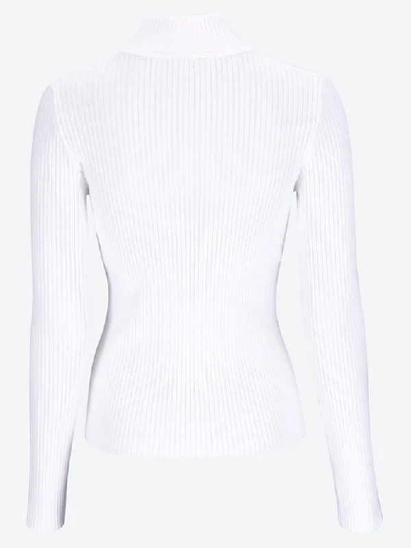 Mockneck rib knit sweater