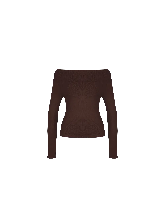 EMMA KNIT LONG SLEEVE  CHOCOLATE