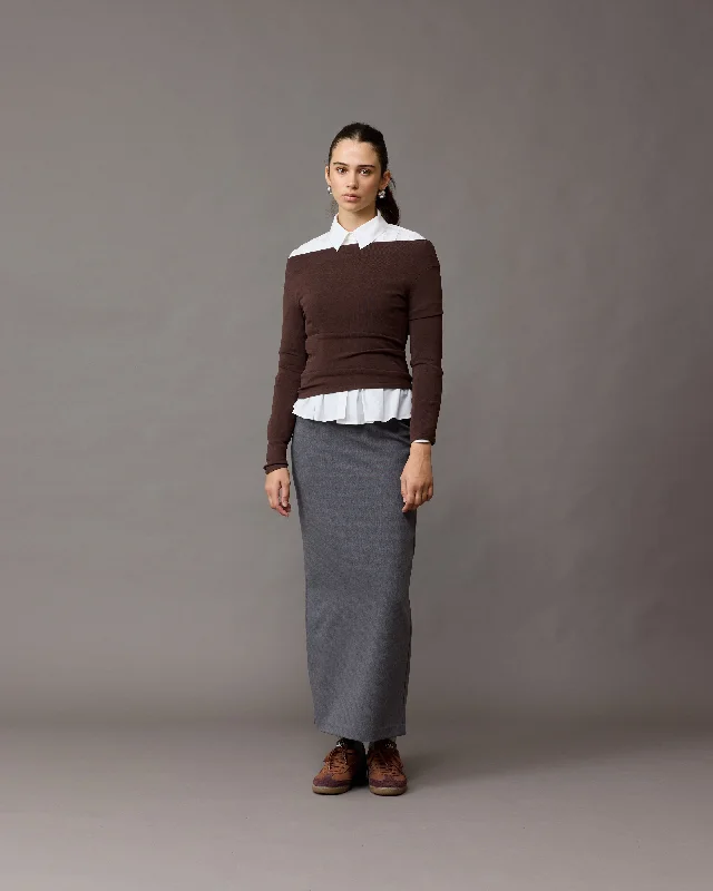 EMMA KNIT LONG SLEEVE  CHOCOLATE