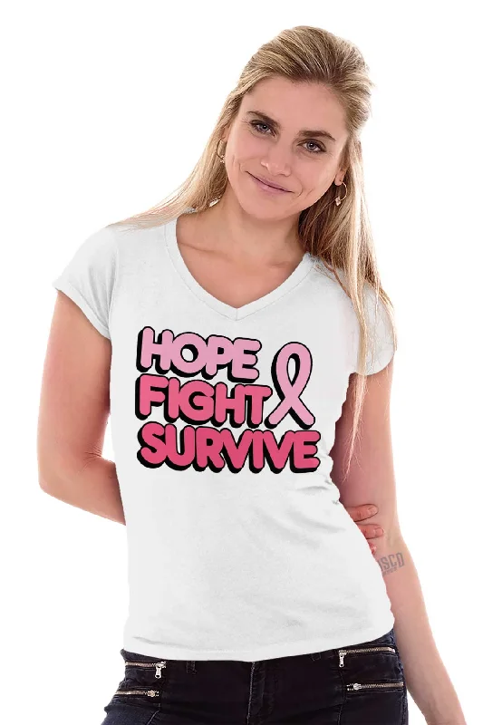 Hope Fight Survive BCA Junior Fit V-Neck T Shirt