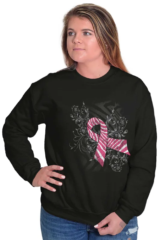 Pink And White Ribbon Crewneck Sweatshirt