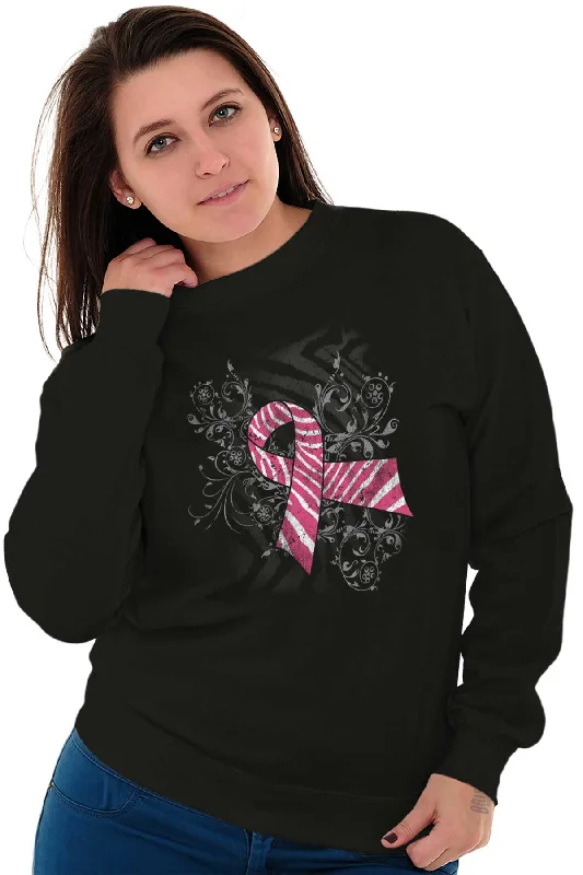 Pink And White Ribbon Crewneck Sweatshirt