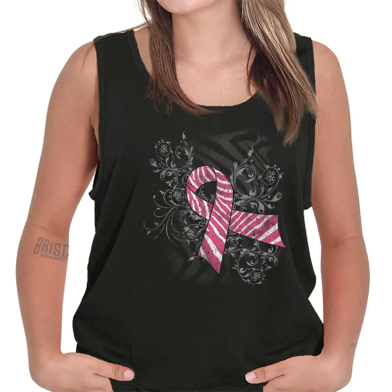 Pink And White Ribbon Tank Top