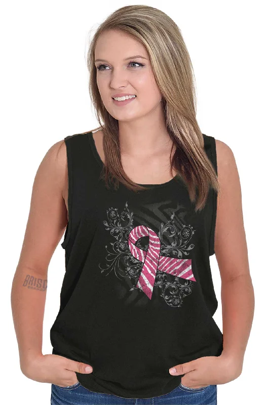 Pink And White Ribbon Tank Top