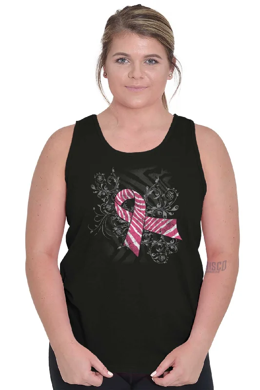 Pink And White Ribbon Tank Top