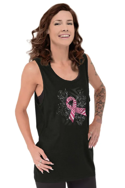 Pink And White Ribbon Tank Top