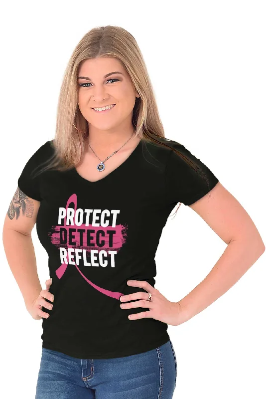 Protect Detect Reflect Junior Fit V-Neck T Shirt