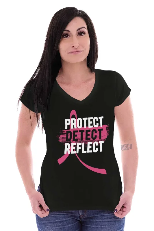 Protect Detect Reflect Junior Fit V-Neck T Shirt