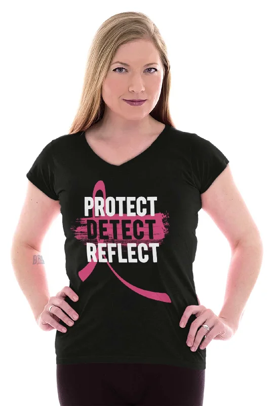 Protect Detect Reflect Junior Fit V-Neck T Shirt