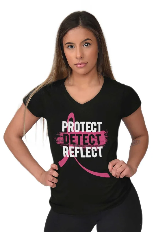 Protect Detect Reflect Junior Fit V-Neck T Shirt