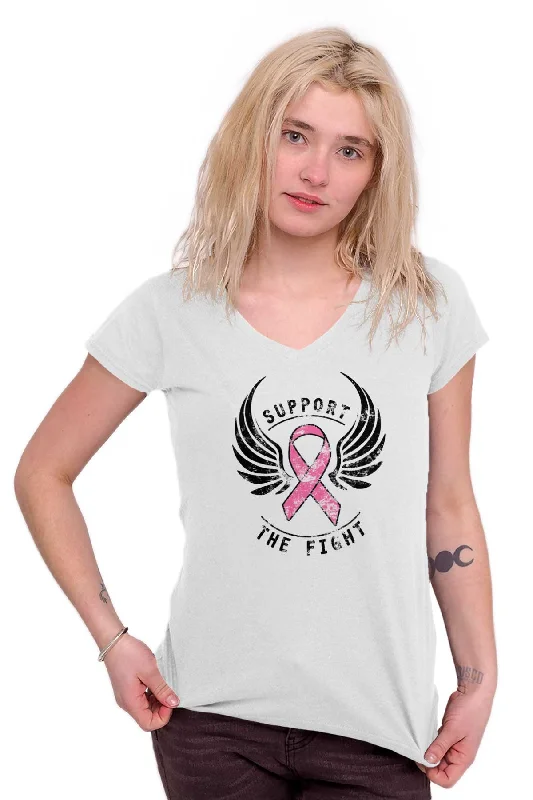 Breast Cancer Awareness Junior Fit V-Neck T Shirt