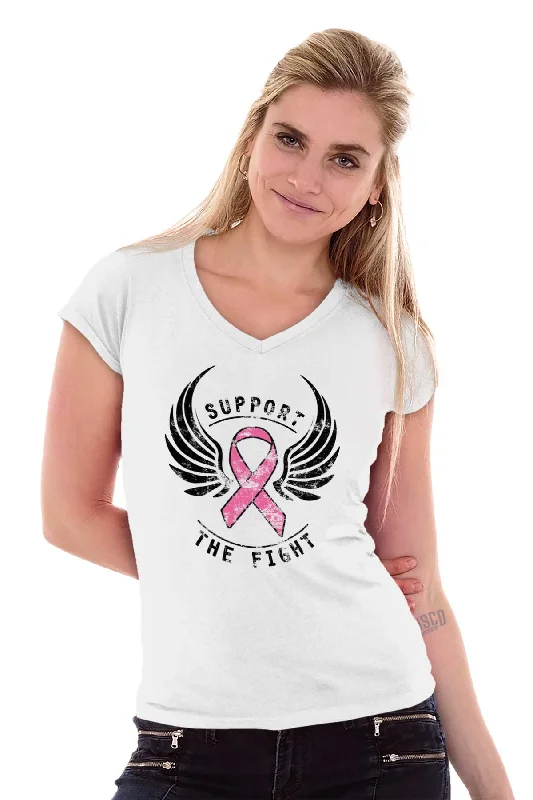 Breast Cancer Awareness Junior Fit V-Neck T Shirt