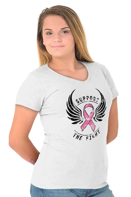 Breast Cancer Awareness Junior Fit V-Neck T Shirt