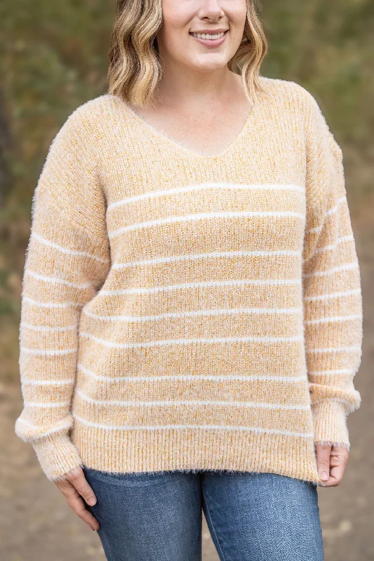 IN STOCK Cozy Striped Sweater - Mustard