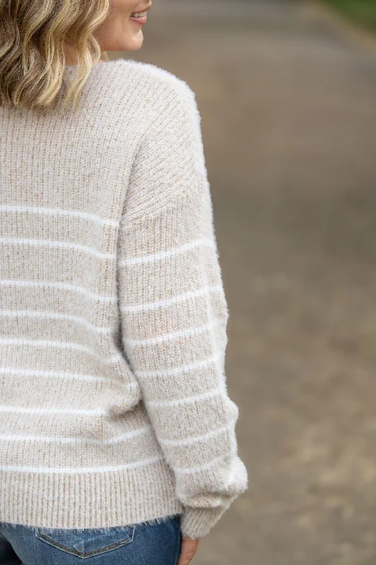 IN STOCK Cozy Striped Sweater - Natural