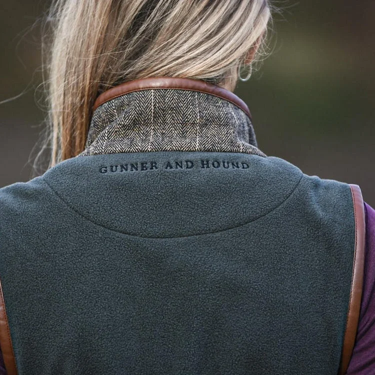 Gunner and Hound Ladies Tweed Incorporated Gilet - Forest Green