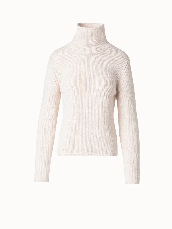 Mouliné Cashmere Wool Mock Neck Sweater