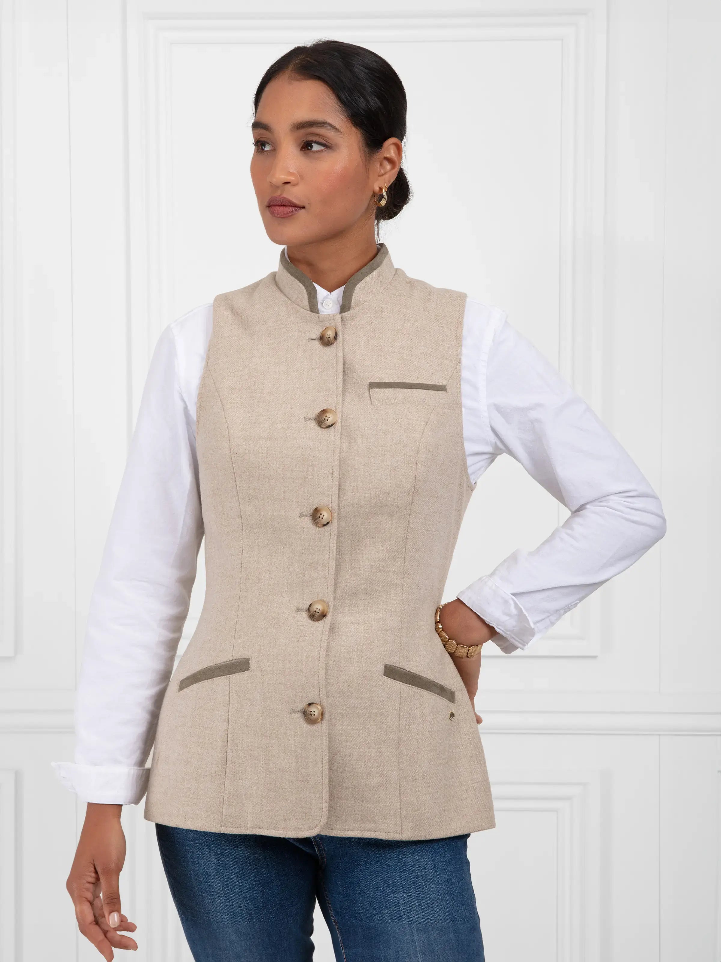 Madeline Gilet - Oatmeal Wool