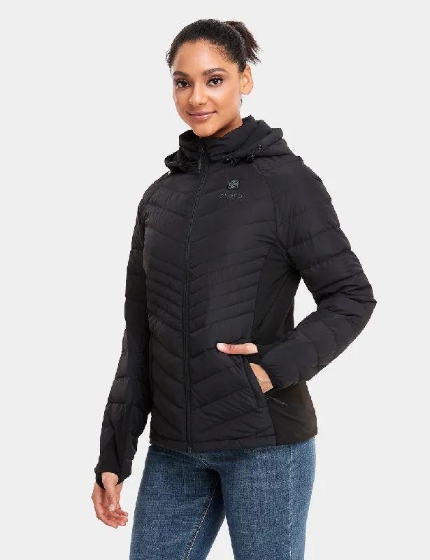 Women's Heated Down Jacket - White / Black