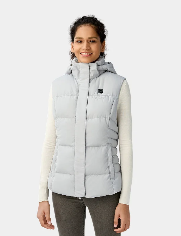 Women's Heated Down Vest - Light Gray