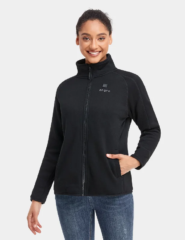 Women's Heated Full-Zip Fleece Jacket - Black / Maroon