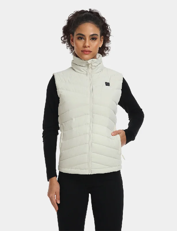 Women's Heated Lightweight Down Vest - Wine Red / Ivory