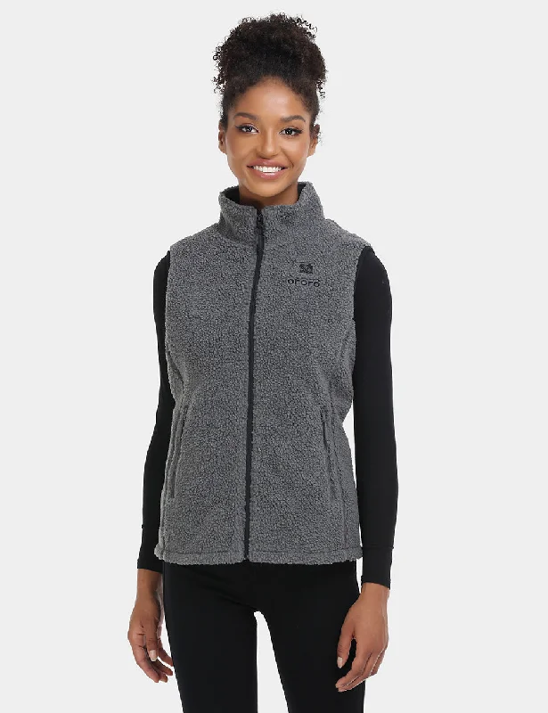 Women's Heated Recycled Fleece Vest - Gray