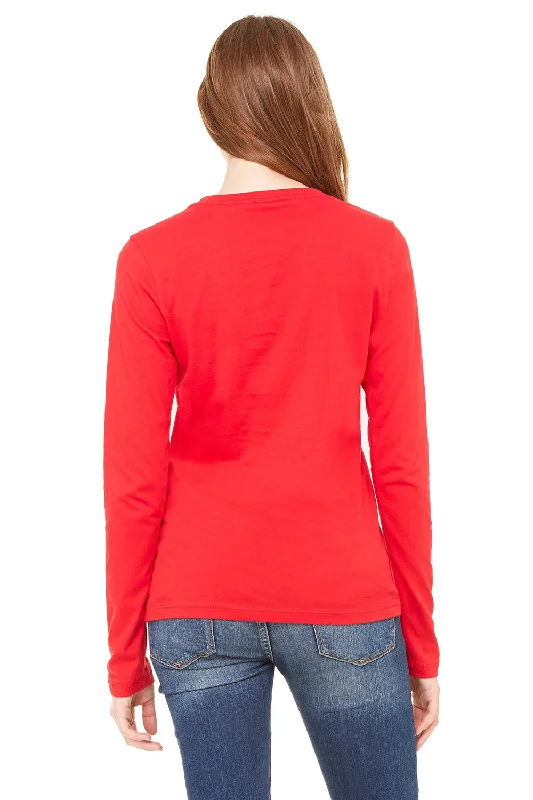 Bella + Canvas Womens Jersey Long Sleeve Crewneck T-Shirt - Red