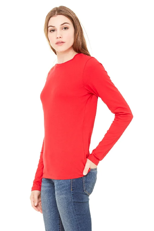 Bella + Canvas Womens Jersey Long Sleeve Crewneck T-Shirt - Red