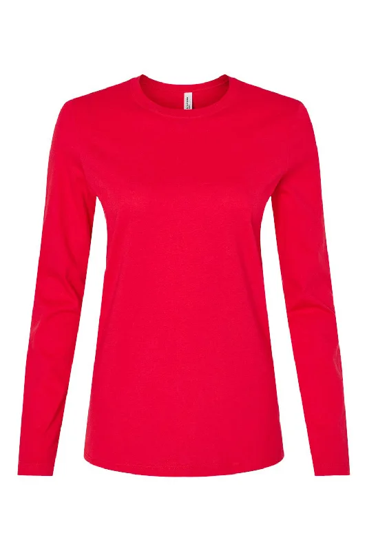 Bella + Canvas Womens Jersey Long Sleeve Crewneck T-Shirt - Red