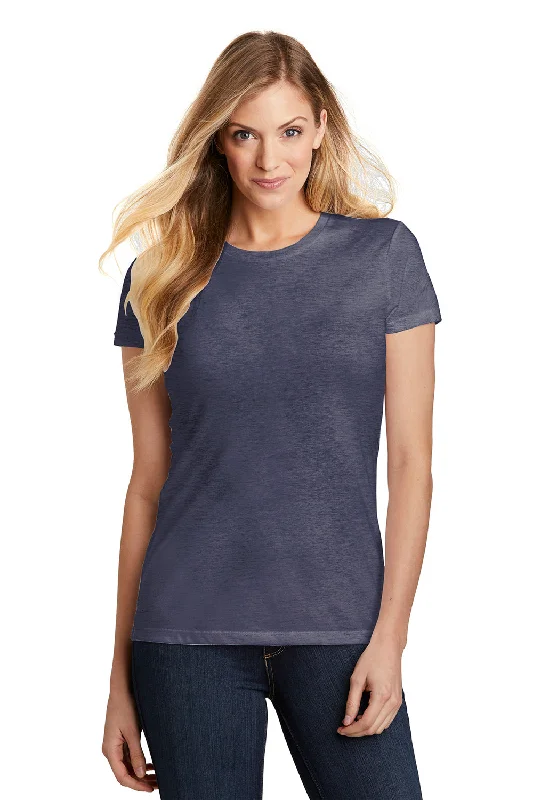 District Womens Fitted Perfect Tri Short Sleeve Crewneck T-Shirt - Navy Blue Frost