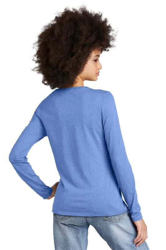 District Womens Perfect Tri Long Sleeve V-Neck T-Shirt - Maritime Blue Frost