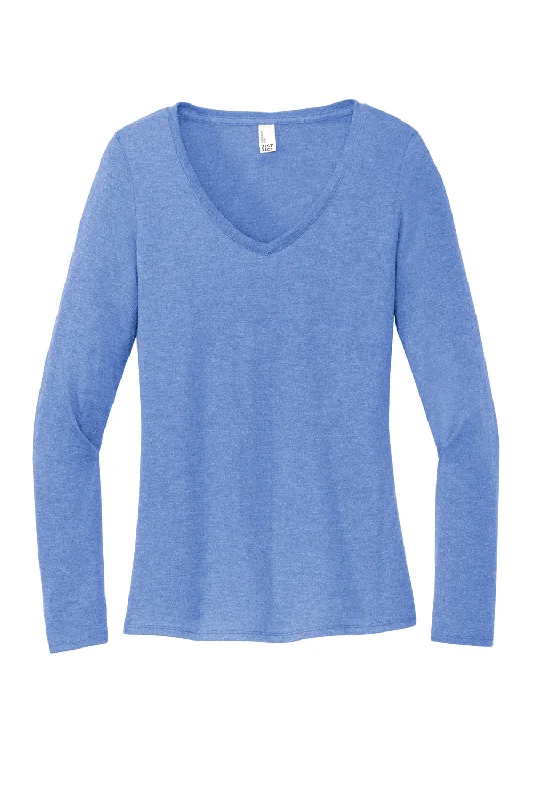 District Womens Perfect Tri Long Sleeve V-Neck T-Shirt - Maritime Blue Frost