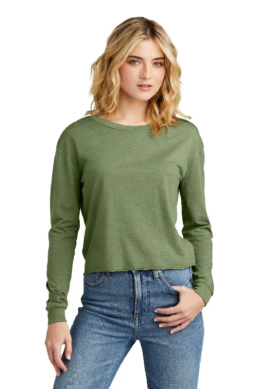 District Womens Perfect Tri Midi Long Sleeve Crewneck T-Shirt - Military Green Frost