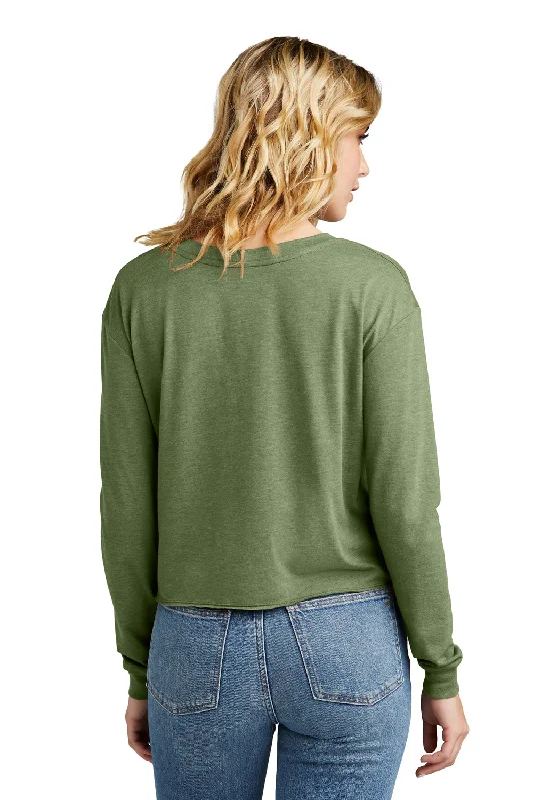 District Womens Perfect Tri Midi Long Sleeve Crewneck T-Shirt - Military Green Frost