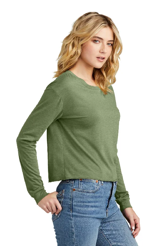 District Womens Perfect Tri Midi Long Sleeve Crewneck T-Shirt - Military Green Frost