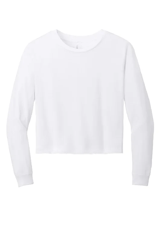 District Womens Perfect Tri Midi Long Sleeve Crewneck T-Shirt - White