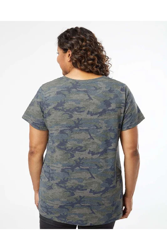 LAT Womens Curvy Collection Fine Jersey Short Sleeve Crewneck T-Shirt - Vintage Camo - NEW