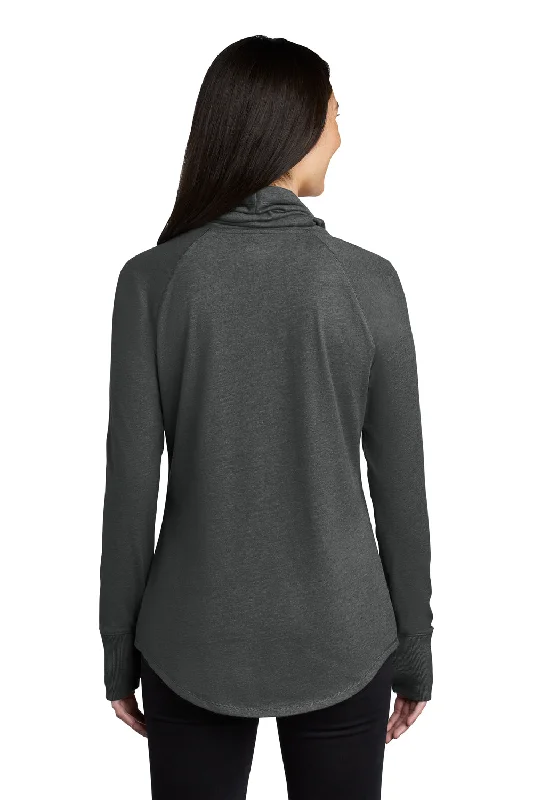 New Era Womens Long Sleeve Cowl Neck T-Shirt - Heather Black