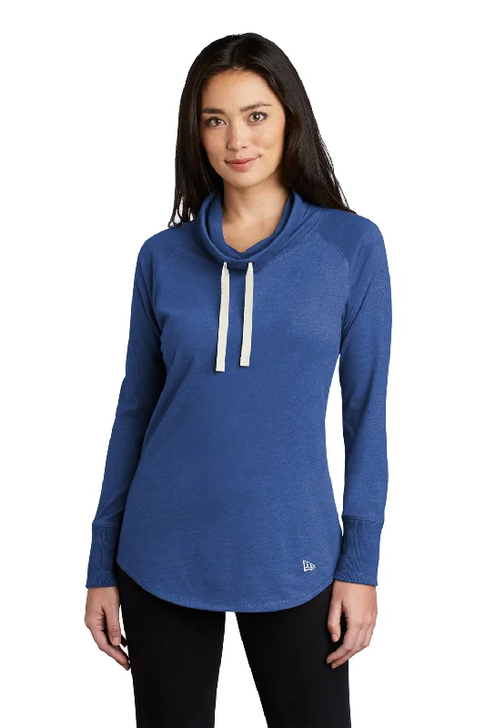 New Era Womens Long Sleeve Cowl Neck T-Shirt - Heather Royal Blue