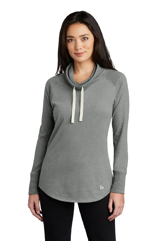 New Era Womens Long Sleeve Cowl Neck T-Shirt - Heather Shadow Grey