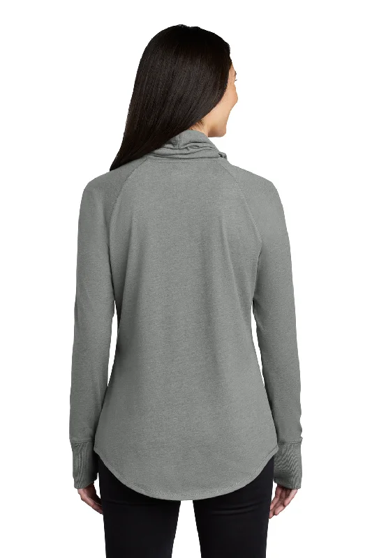 New Era Womens Long Sleeve Cowl Neck T-Shirt - Heather Shadow Grey