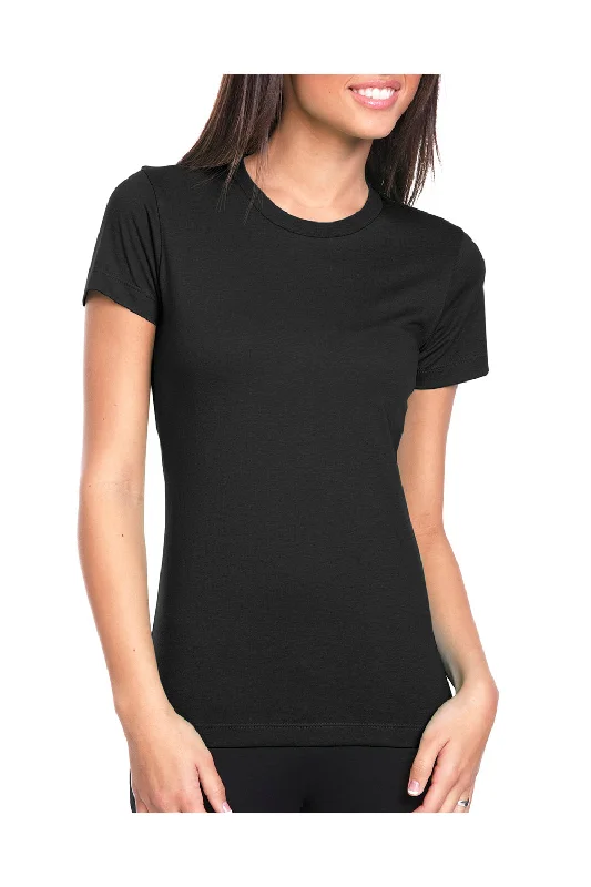 Next Level Womens Boyfriend Fine Jersey Short Sleeve Crewneck T-Shirt - Black