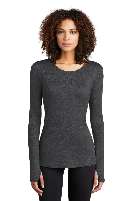 Ogio Womens Endurance Force Moisture Wicking Long Sleeve Crewneck T-Shirt - Heather Blacktop