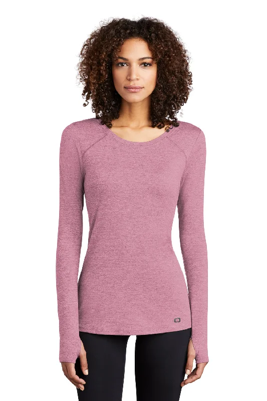 Ogio Womens Endurance Force Moisture Wicking Long Sleeve Crewneck T-Shirt - Heather Lilac Pink