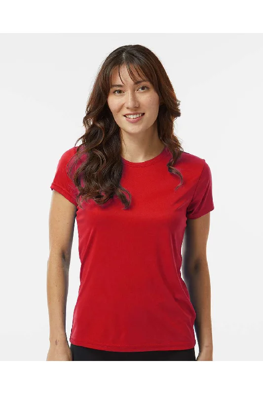 Paragon Womens Islander Performance Moisture Wicking Short Sleeve Crewneck T-Shirt - Red - NEW