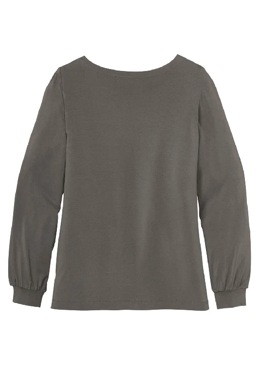 Port Authority Womens Luxe Knit Long Sleeve Wide Neck T-Shirt - Sterling Grey