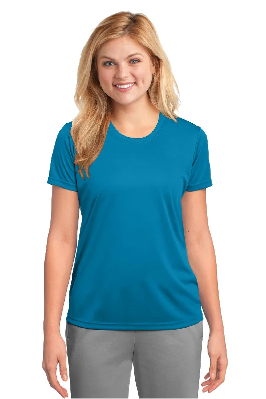 Port & Company Womens Dry Zone Performance Moisture Wicking Short Sleeve Crewneck T-Shirt - Neon Blue - Closeout