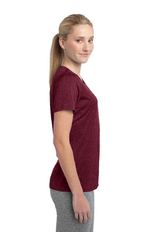 Sport-Tek Womens Contender Heather Moisture Wicking Short Sleeve Crewneck T-Shirt - Heather Cardinal Red - Closeout