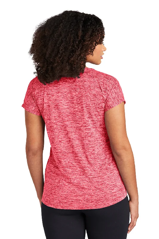 Sport-Tek Womens Electric Heather Moisture Wicking Short Sleeve Crewneck T-Shirt - Deep Red Electric